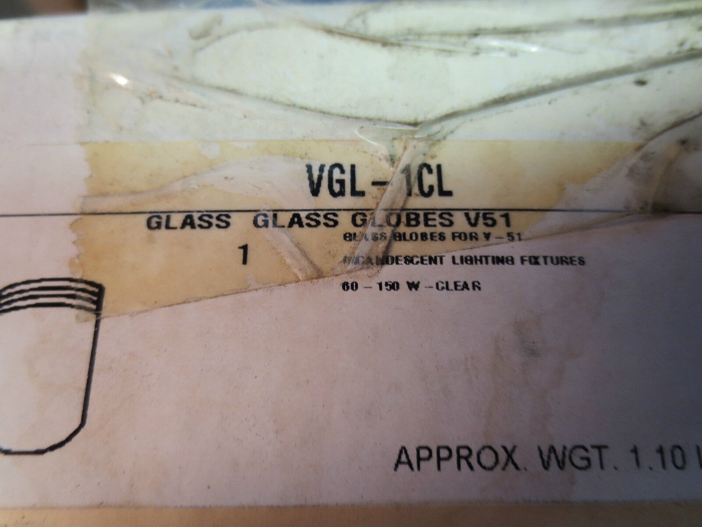 APPLETON VGL-1CL CLEAR GLASS GLOBE for V-51 V51 FIXTURE - NEW in UGLY OLD BOX