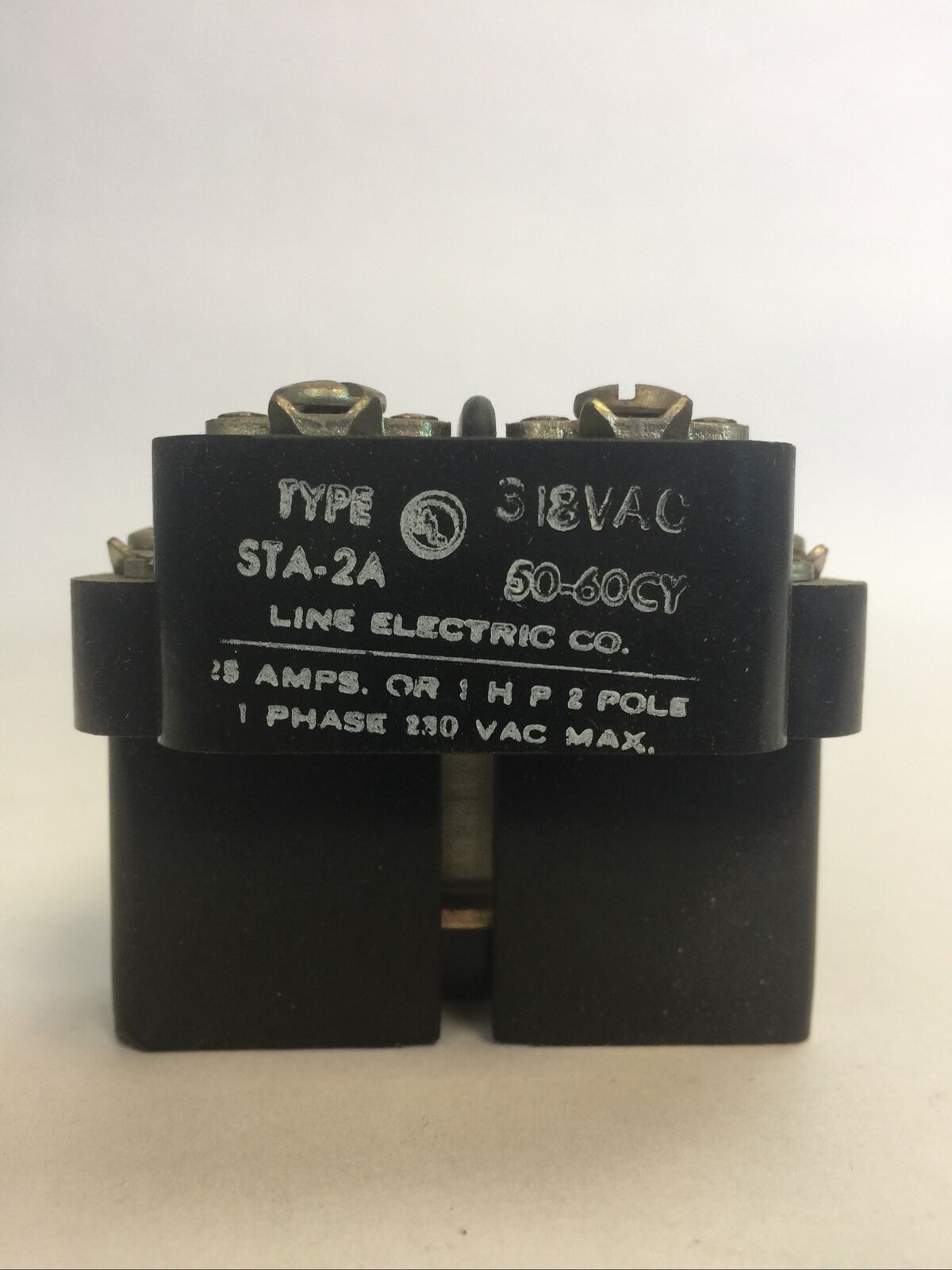 LINE ELECTRIC STA-2A RELAY 25AMP 1HP 2POLE 318VAC 50-60CY
