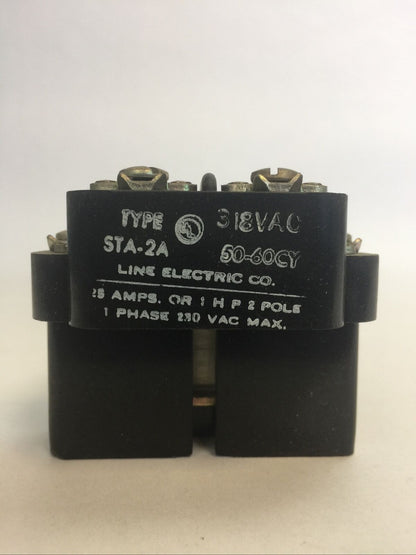 LINE ELECTRIC STA-2A RELAY 25AMP 1HP 2POLE 318VAC 50-60CY