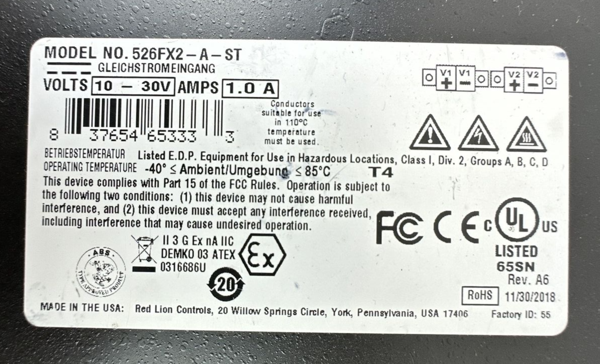 N-TRON 526FX2-A-ST ETHERNET SWITCH 10-30VDC 1.0A