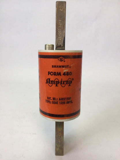 SHAWMUT AMPTRAP A4BX1200 CURRENT LIMITING FUSE 1200AMP 600VAC TYPE 55AE FORM 480