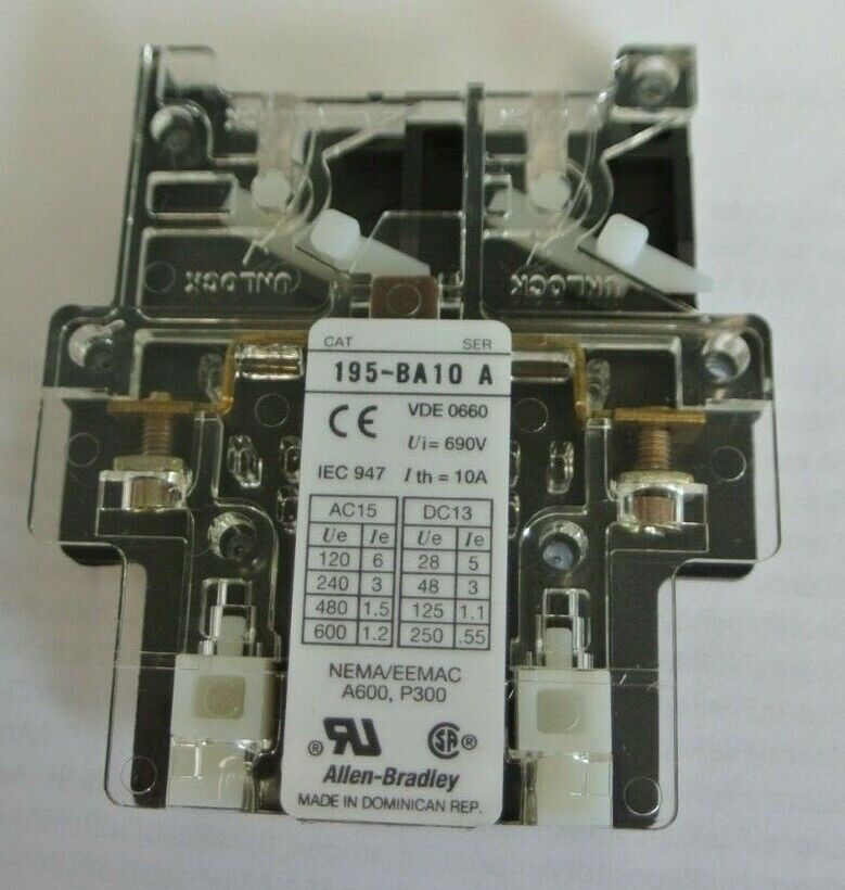 LOT of 3 / ALLEN-BRADLEY 195-BA10 AUXILIARY SWITCH / AUX. CONTACT / NEW SURPLUS