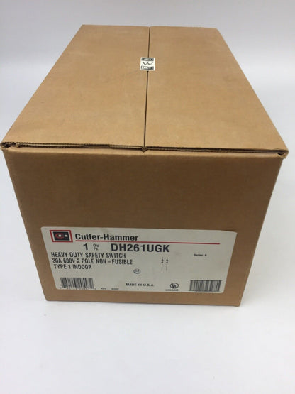 CUTLER HAMMER DH261UGK HEAVY DUTY SAFETY SWITCH 30 A 600V 2 POLE NON-FUSIBLE