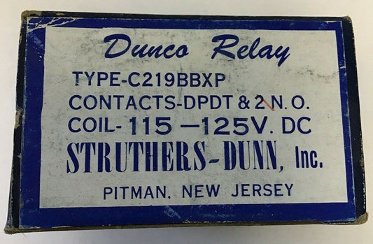 STRUTHERS-DUNN C219BBXP RELAY 115-125VDC CONT. DPDT&2 N.O.