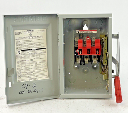 SIEMENS - HNF361 - SAFETY SWITCH - 30 AMP, 3 POLE, 600 VAC, NEMA TYPE 1
