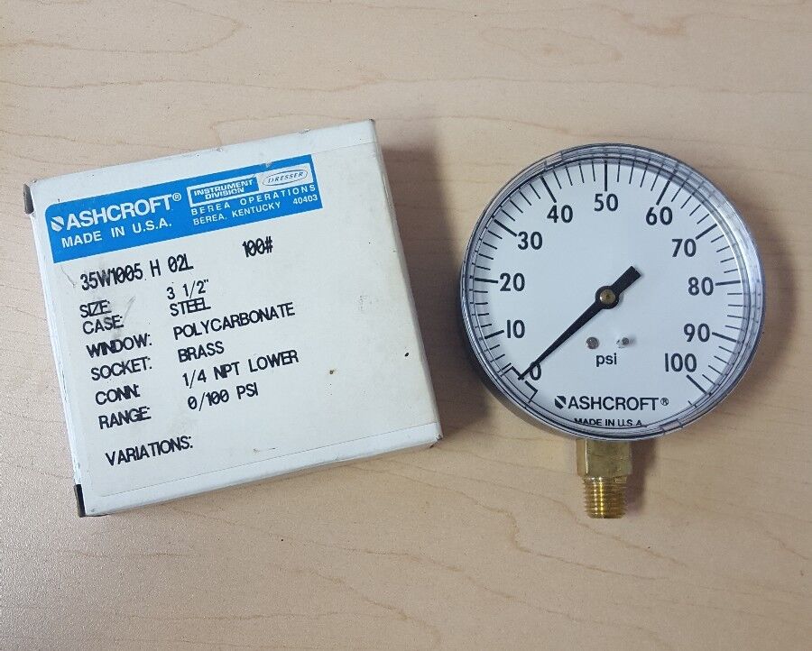 Ashcroft Pressure Gauge 35W1005 H 02L, 15PSI, 1/4NPT