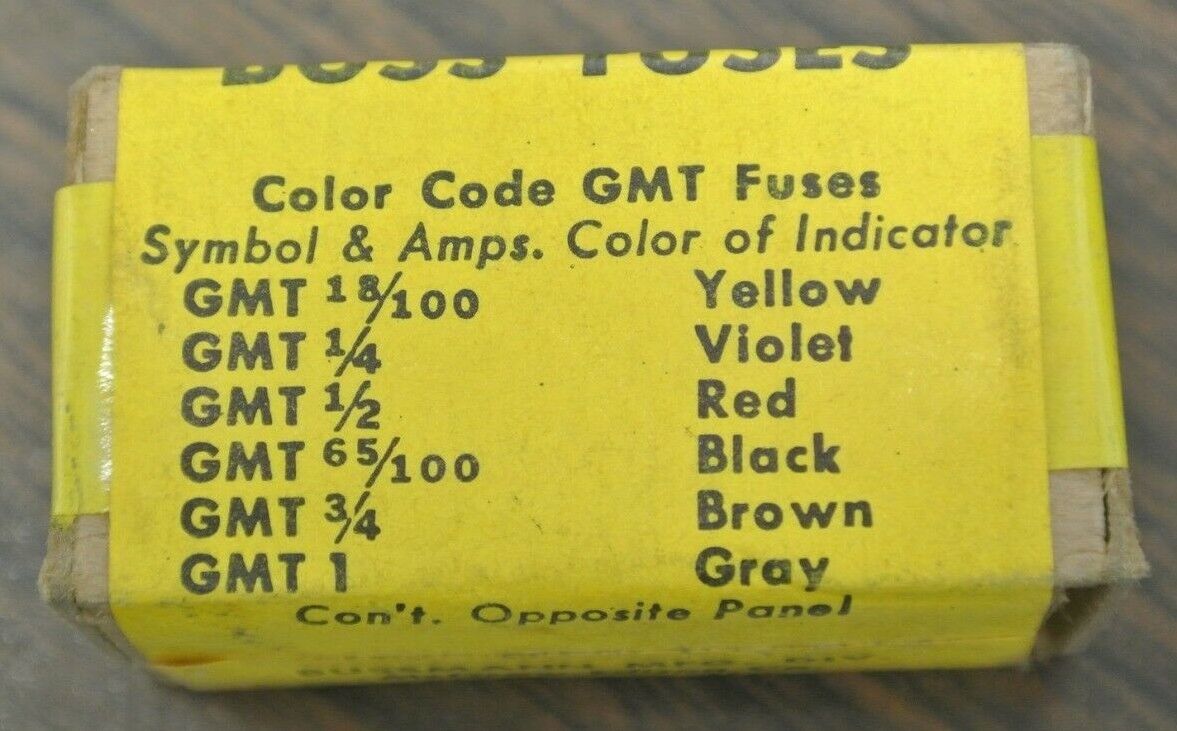 BUSS FUSES GMT 1/2A, 3/4A, 2A, 3A, 5A, 18/100A / 10 of EACH / NEW SURPLUS