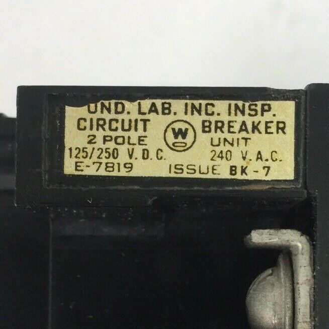WESTING HOUSE E2025 CIRCUIT BREAKER 25A 2POLE 240VAC 125/250VDC