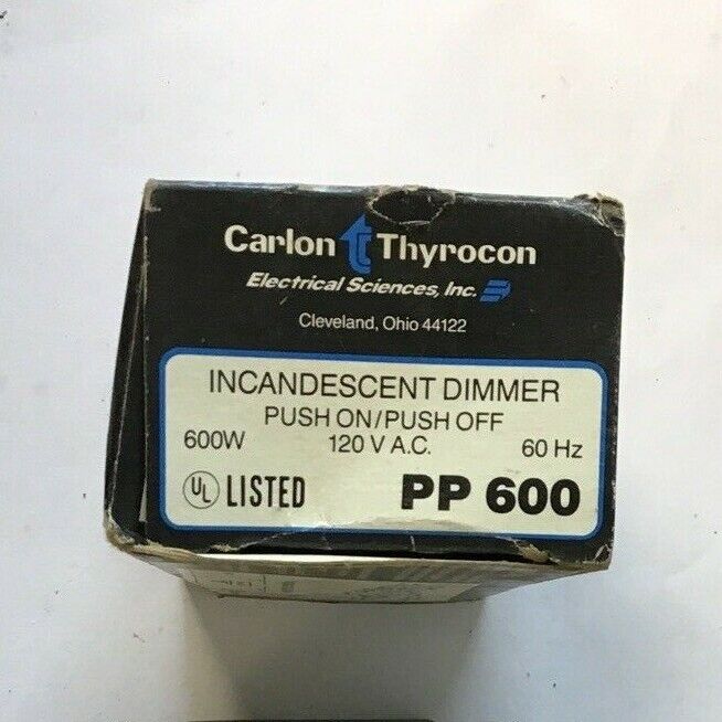 CARLON THYROCON PP600 INCANDESCENT DIMMER 120VAC 600W 60HZ