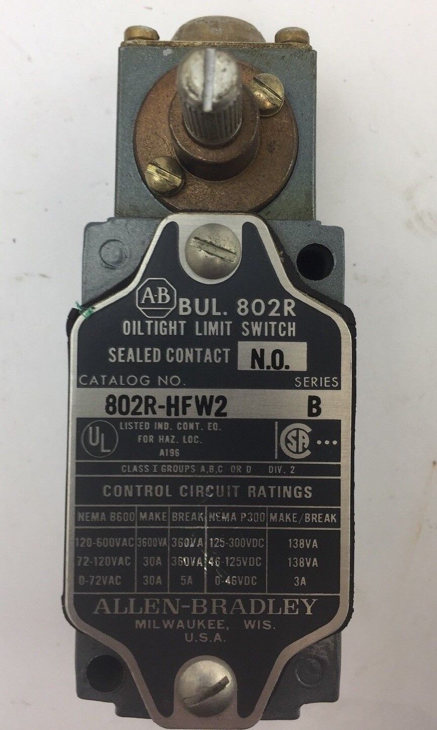 ALLEN BRADLEY 802R-HFW2 OILTIGHT LIMIT SWITCH SEALED CONTACT SERIES B