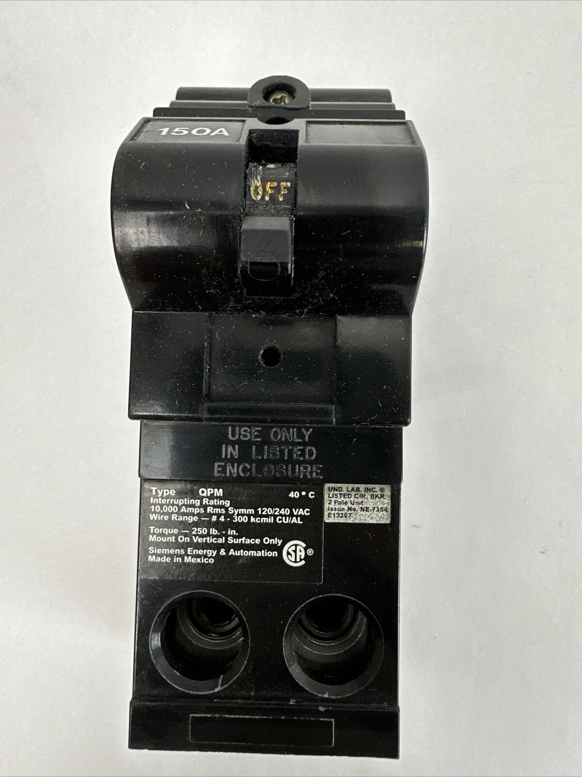 SIEMENS QPM2150 CIRCUIT BREAKER 150AMP 2POLE 120/240VAC