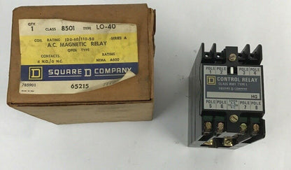 SQUARE D 8501 LO-40 A.C MAGNETIC CONTROL RELAY SER.A 120-60/110-50