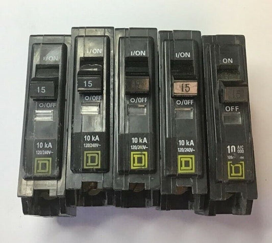 SQUARE D QOB115 CIRCUIT BREAKER 15A 120/240VAC 1POLE ****LOTOF5****