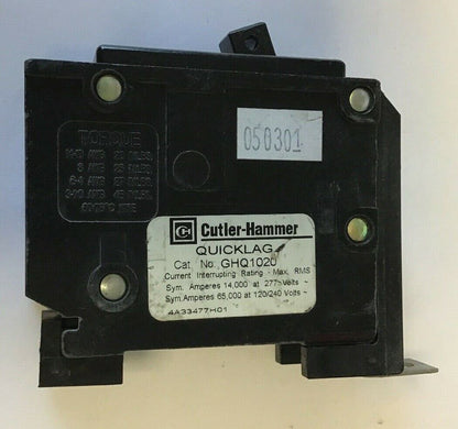 CUTLER HAMMER GHQ1020 20A QUICKLAG CIRCUIT BREAKER 277VAC***LOTOF3***