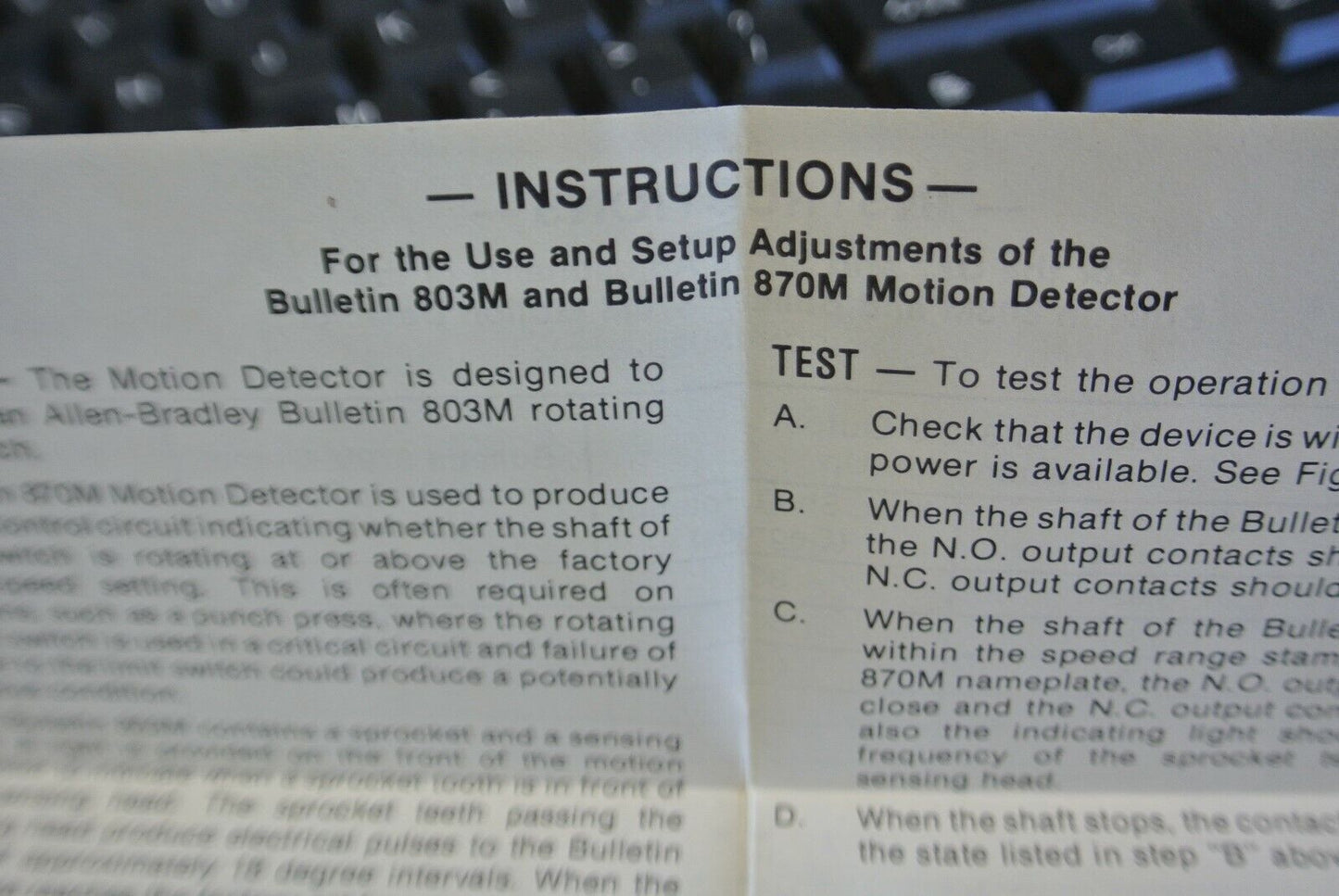 ALLEN-BRADLEY 870M-ZOD96 Ser. A / MOTION DETECTOR 30-50 RPM / 120V / NEW SURPLUS