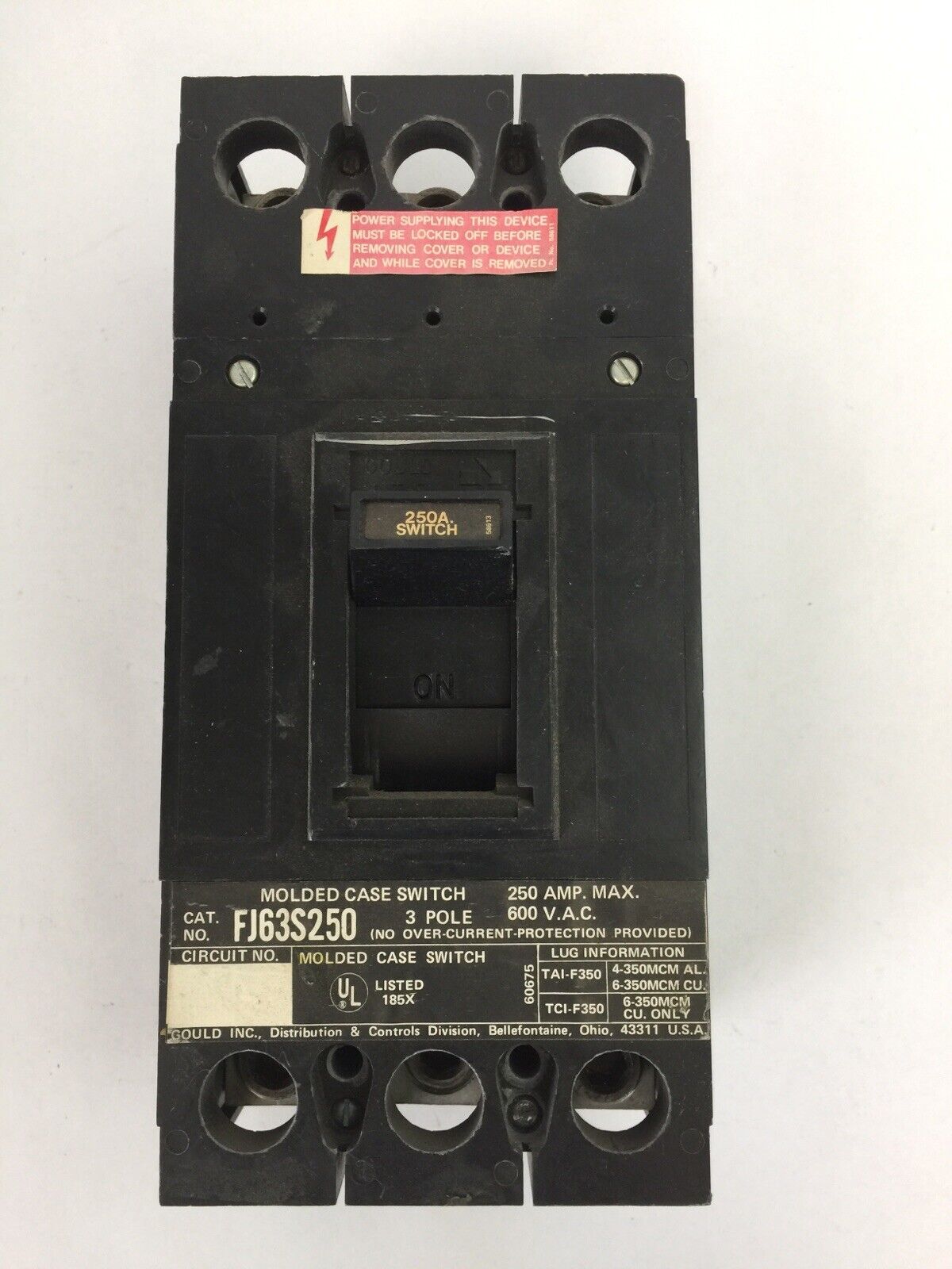 ITE SIEMENS FJ63S250 CIRCUIT BREAKER 600VAC 250AMP 3POLE