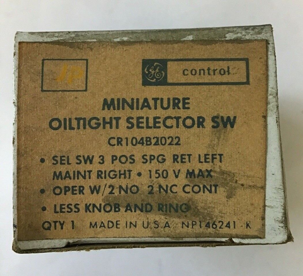 GENERAL ELECTRIC CR104B2022 SELECTOR SWITCH 3POS 150V W/O KNOB***LOTOF5***