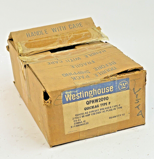 WESTINGHOUSE **BOX OF 12** - QPHW2090 - 90A/2 POLE/240 VAC/QUICKLAG/TYPE P - NEW