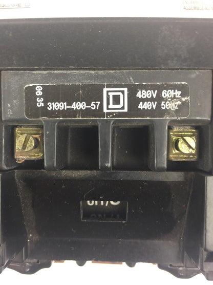 SQUARE D 8502SF02 SIZE 4 CONTACTOR 600V 50/60HZ 31091-400-57 COIL 480V 60HZ
