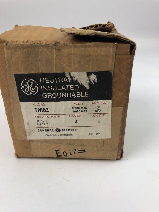 GE TNI62 NEUTRAL INSULATED GROUNDABLE 600V AC MAX 250V DC MAX 60 AMPERES 60 MAX