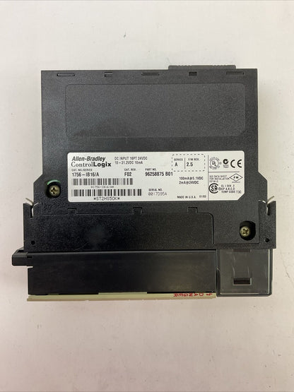 ALLEN BRADLEY 1756-IB16 SER A CAT REV F02 F/W REV 2.5 DC INPUT 16PT 24VDC