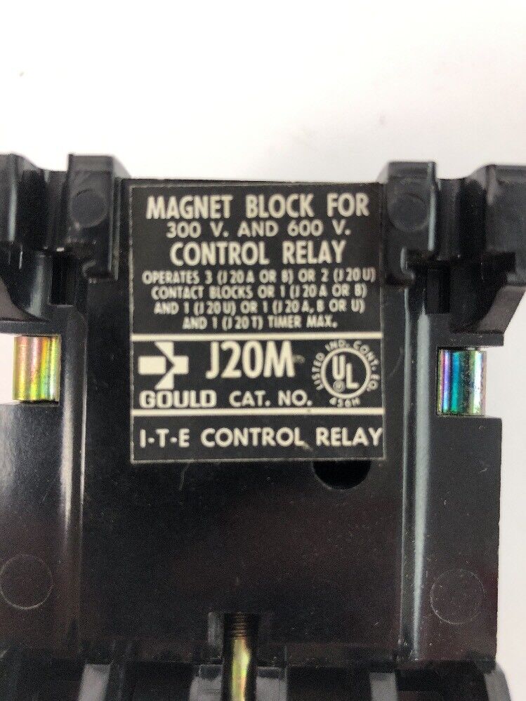 GOULD J10 J10B2012 CONTROL RELAY 300 V.A.C. MAX CONVERTIBLE CONTACTS 120V 60CY