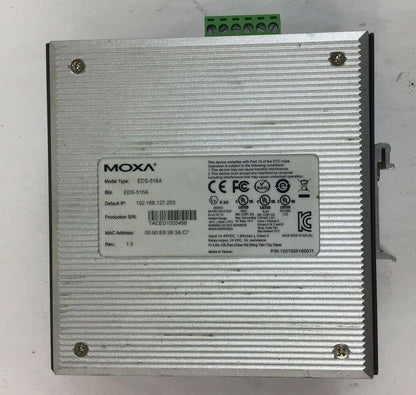 MOXA EDS-516A ETHERNETDEVICE SWITCH REV. 1.5 12-45VDC 1.6A CLASS2