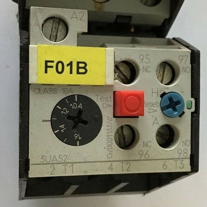 SIEMENS 3TF4222-0A CONTACTOR 600VAC 30A W/ 3UA52 00-2A OVERLOAD RELAY 10-16A