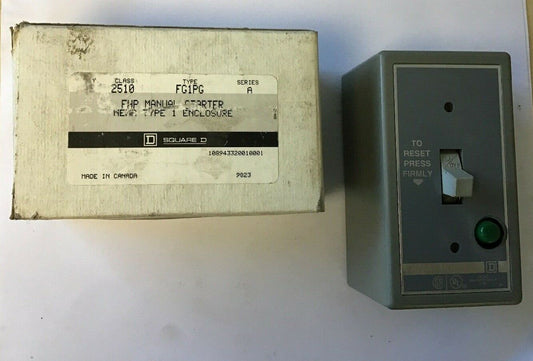 SQUARE D 2510 FG1PG SER. A FHP MANUAL STARTER NEMA TYPE ENCLOSURE