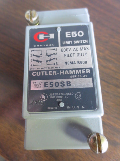 CUTLER-HAMMER E50SB LIMIT SWITCH BODY - 2 N.O., 2 N.C. 600VAC - NEW SURPLUS