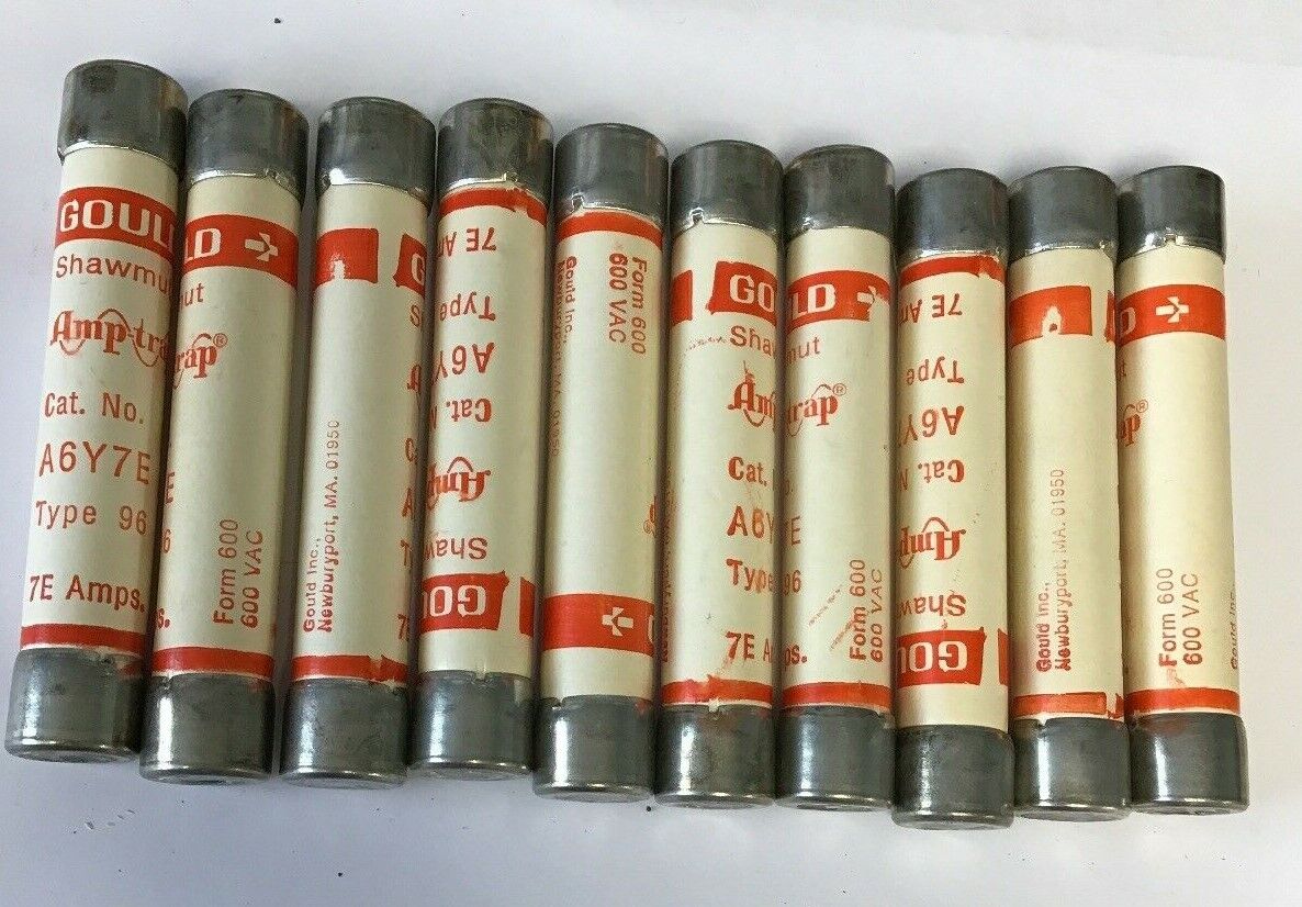 GOULD SHAWMUT A67YE AMP-TRAP FUSE  FORM600 TYPE96 7E AMPS****LOTOF10*****