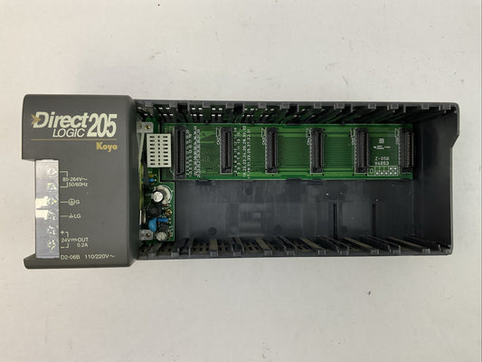 DIRECT 205 LOGIC KOYO D2-06B POWER SUPPLY 110/220VAC 6 SLOT RACK OUTPUT 24VDC