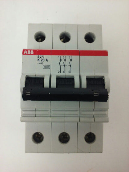ABB, S273-K20A, CIRCUIT BREAKER, 3P, 277/480VAC, 10KA, 20A, VDE0660, NEW SURPLUS