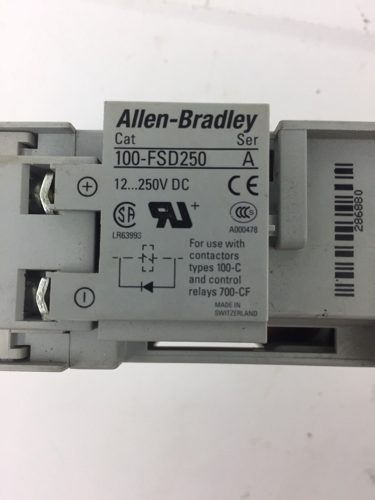 ALLEN BRADLEY 100-C09Z*400 CONTACTOR WITH 100-FSD250 SURGE SUPPRESSOR