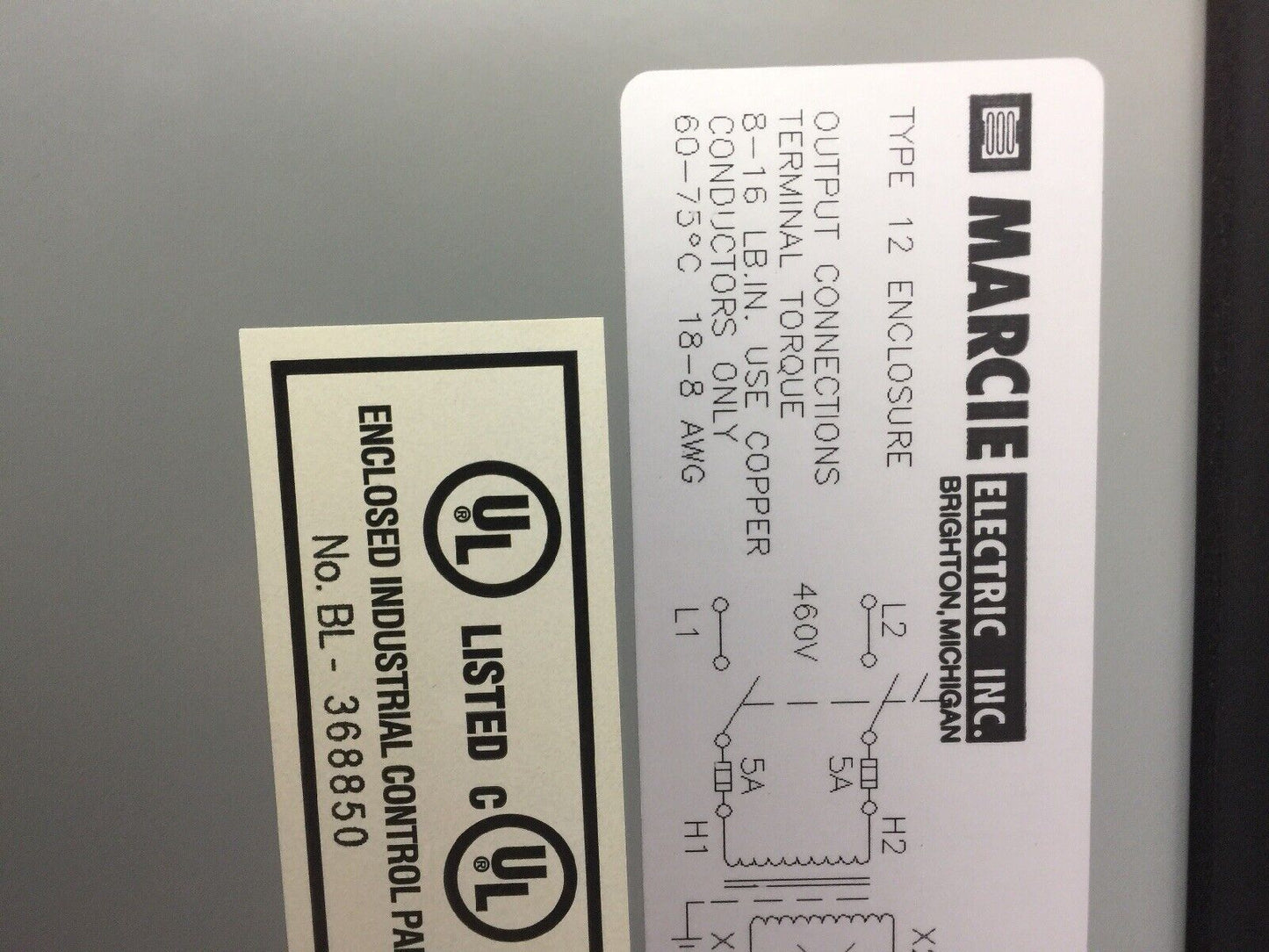 MARCIE GN1000S TRANSFORMER DISCONNECT 1000 VA 460V PRI 115V SEC SHIELDED