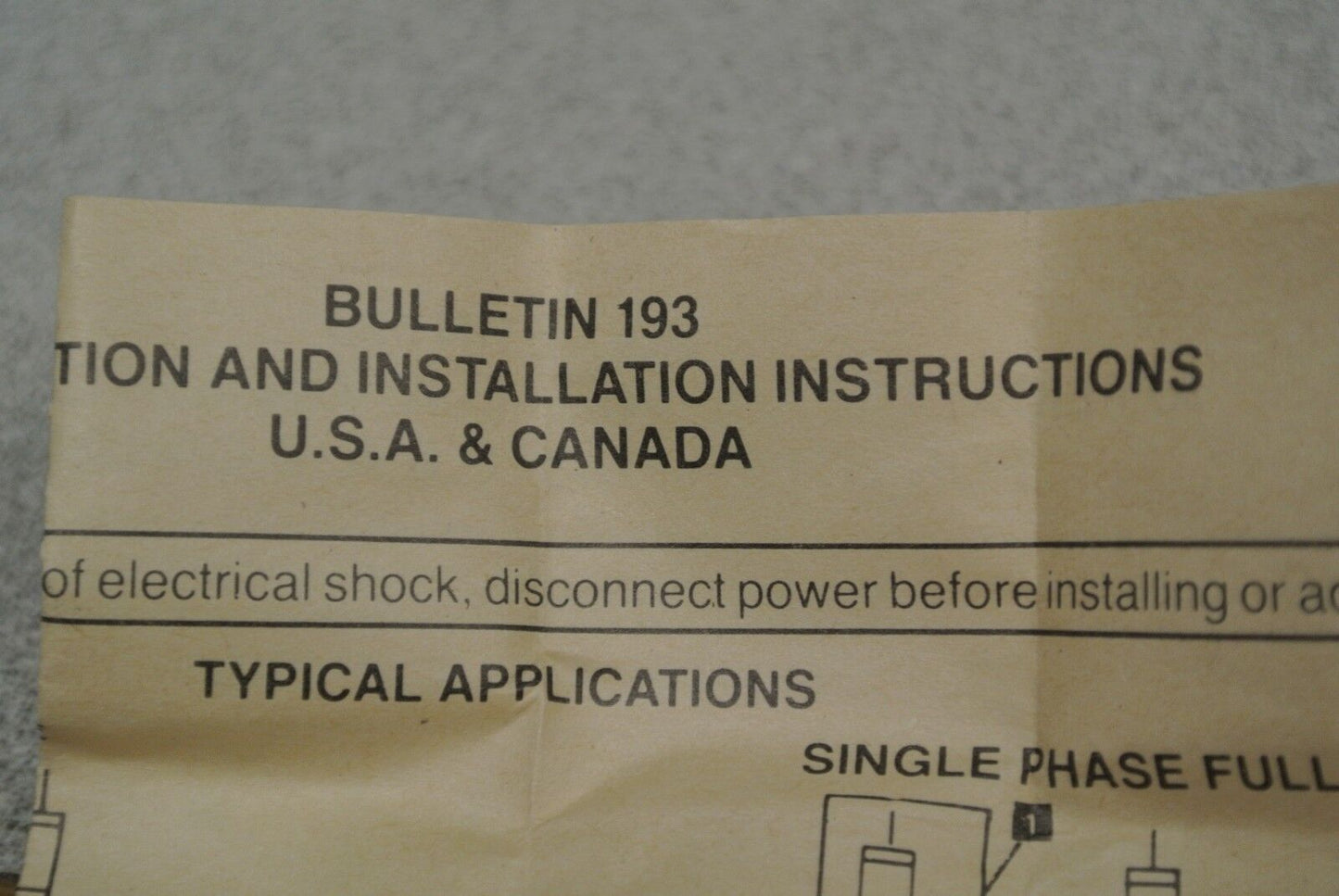 ALLEN-BRADLEY 193-BSB12 BIMETALLIC OVERLOAD RELAY 0.8-1.2A / NEW SURPLUS