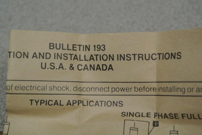 ALLEN-BRADLEY 193-BSB12 BIMETALLIC OVERLOAD RELAY 0.8-1.2A / NEW SURPLUS