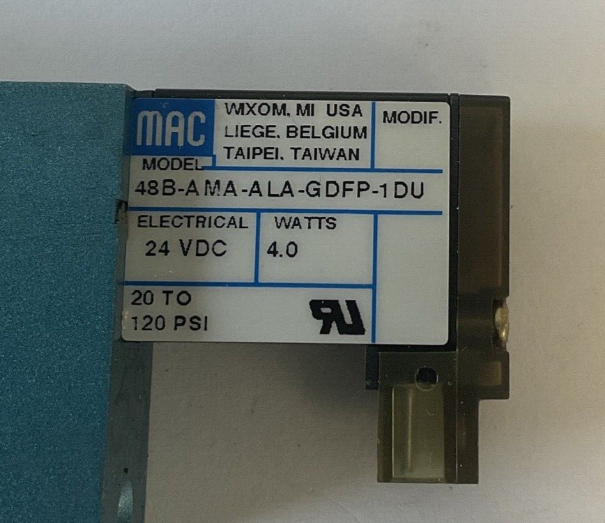 MAC 48B-AMA-ALA-GDFP-1DU VALVE 20-120PSI 24VDC 4.0WATTS