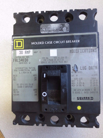 SQUARE D FAL34030 MOLDED CASE CIRCUIT BREAKER - 30A, 240VAC