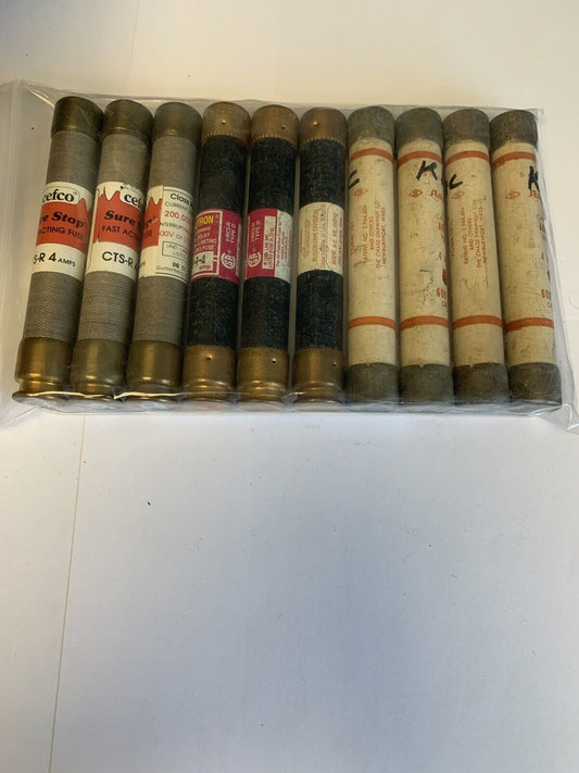 Lot of 10 Assorted 4A 600V Fuses