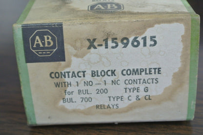 ALLEN-BRADLEY X-159615 CONTACT BLOCK COMPLETE 1N.O,1N.C. CONTACTS - LOT of 2