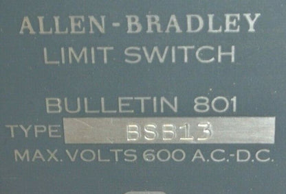 ALLEN-BRADLEY 801-BSB13 Ser. A / LIMIT SWITCH / 600V AC-DC / NEW SURPLUS