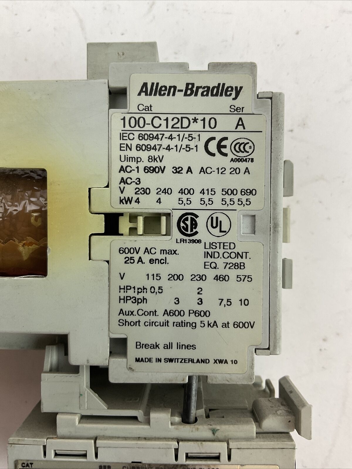 ALLEN BRADLEY STARTER (100-C12D*10 COIL 24VDC + 193-EA1EB 1.6-5.0A)