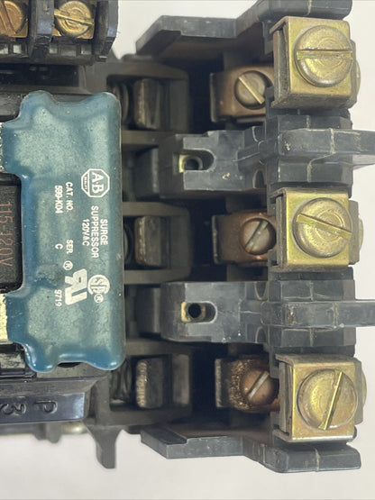 ALLEN BRADLEY 509-BOD-A2D SER B SIZE 1 STARTER 27A 600VAC 10HP 592-A2DA 1-2.9A