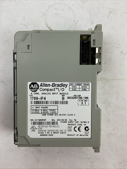ALLEN BRADLEY 1769-IF4 SER B F/W REV 3.1 DIR/VER 95320736/06 4 CHNL ANALOG INPUT