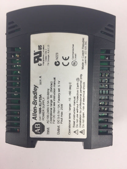 ALLEN BRADLEY 1606-XLP25A POWER SUPPLY INPUT 100-240VAC OUTPUT 5-5.5VDC 5A 25W