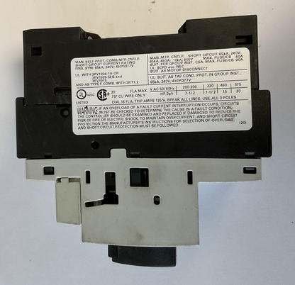 SIEMENS 3RV1021-4BA16 CIRCUIT BREAKER 20A 50/60HZ