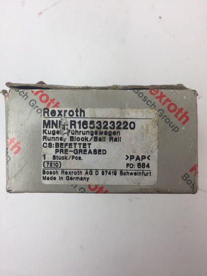 REXROTH R165323220 RUNNER BLOCK BALL RAIL CARRIAGE