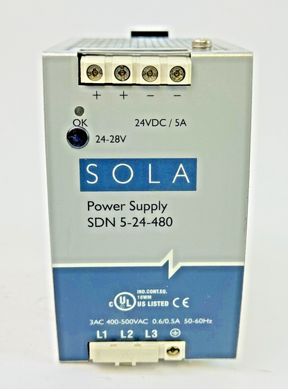 SOLA / EMERSON - SDN 5-24-480 - POWER SUPPLY - 24 VDC, 5 A, 50-60Hz