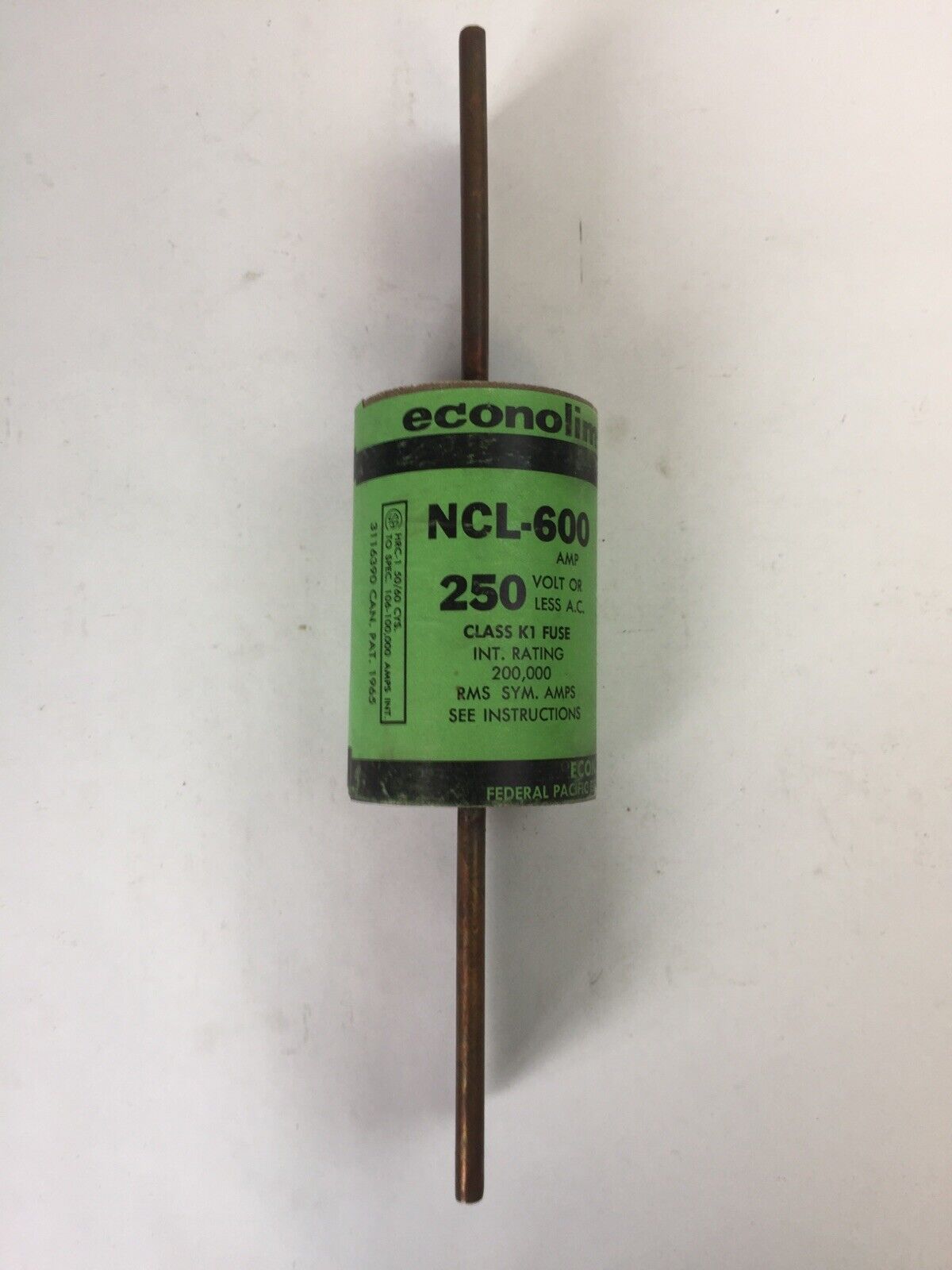 ECONOMY ECONOLIM NCL-600 CURRENT LIMITING FUSE 600A 250VAC CLASS RK1